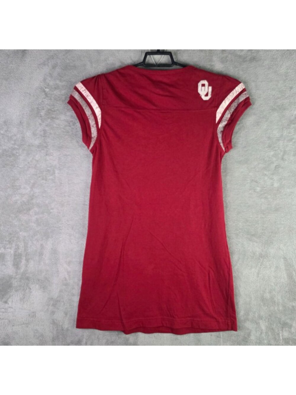 Womens Nike Oklahoma Sooners Red T Shirt Dress Striped Sleeves Cotton Blend L - Picture 4 of 8
